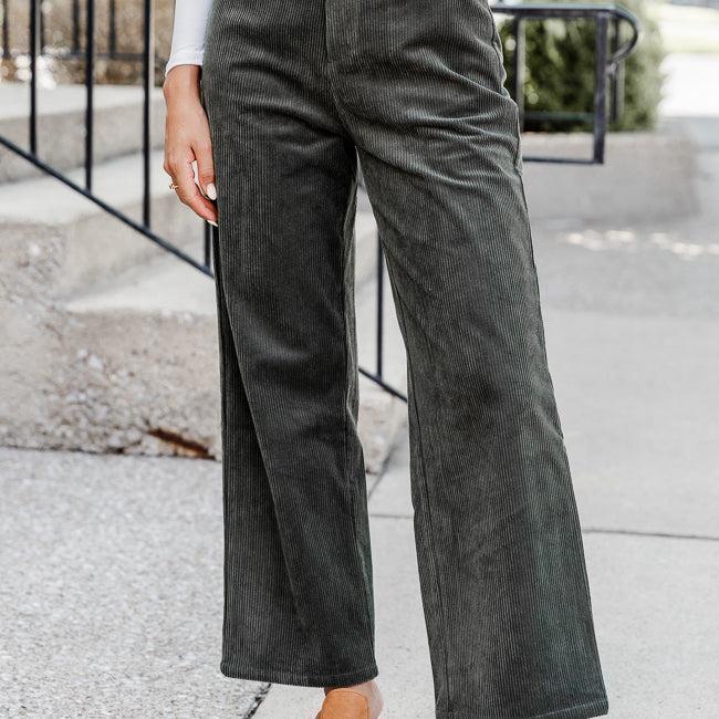 Get To Going Olive Corduroy Straight Leg Pants Product Image