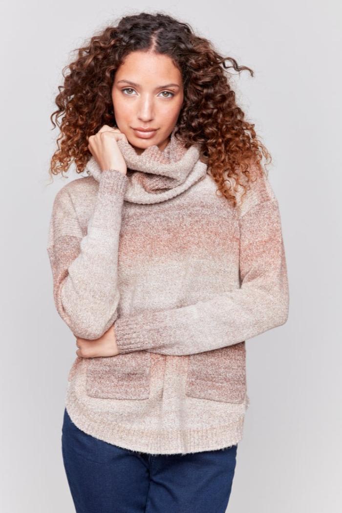 Sweater with Detachable Scarf in Novelty Yarn product image