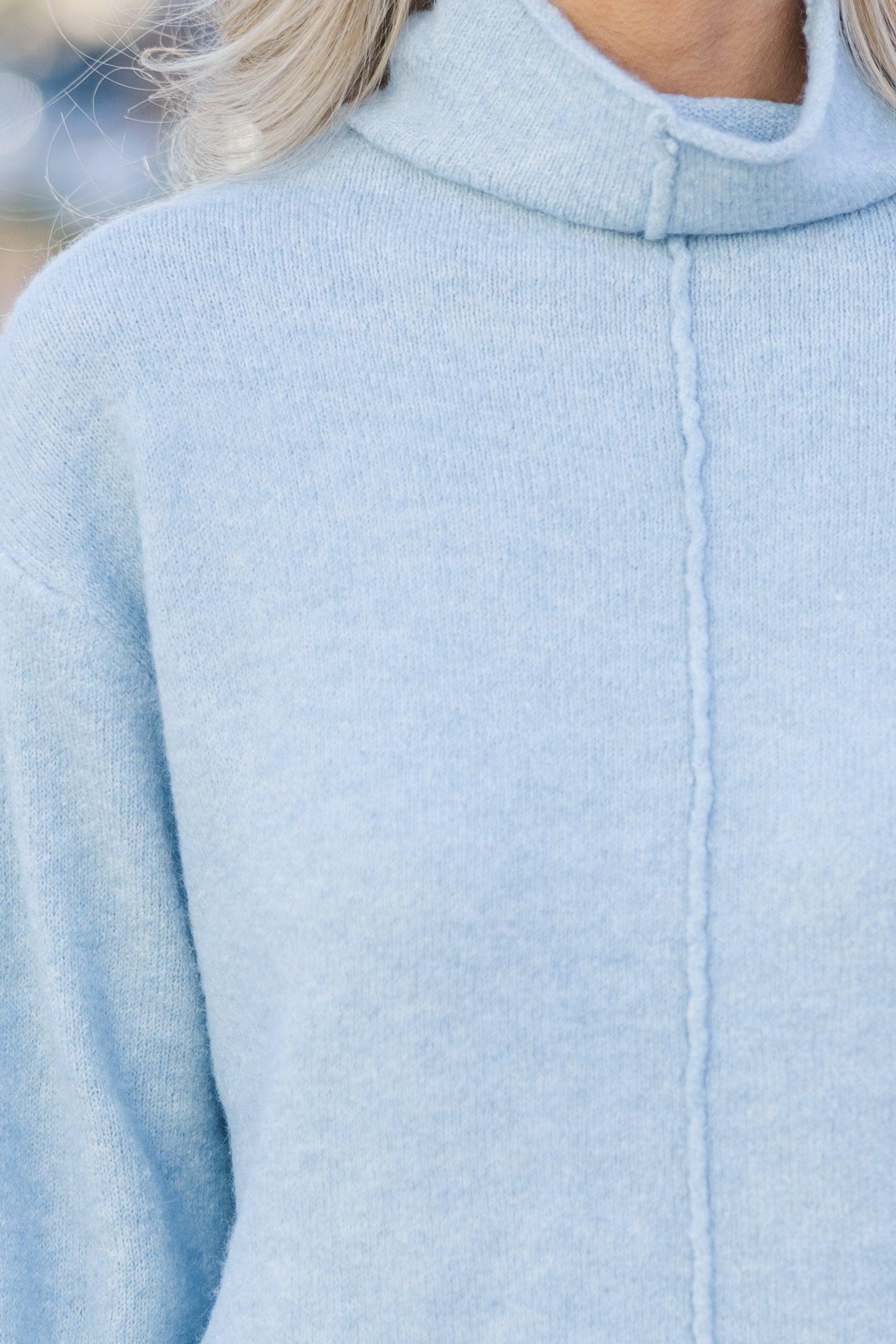 Hear It All Light Blue Mock Neck Sweater Female Product Image