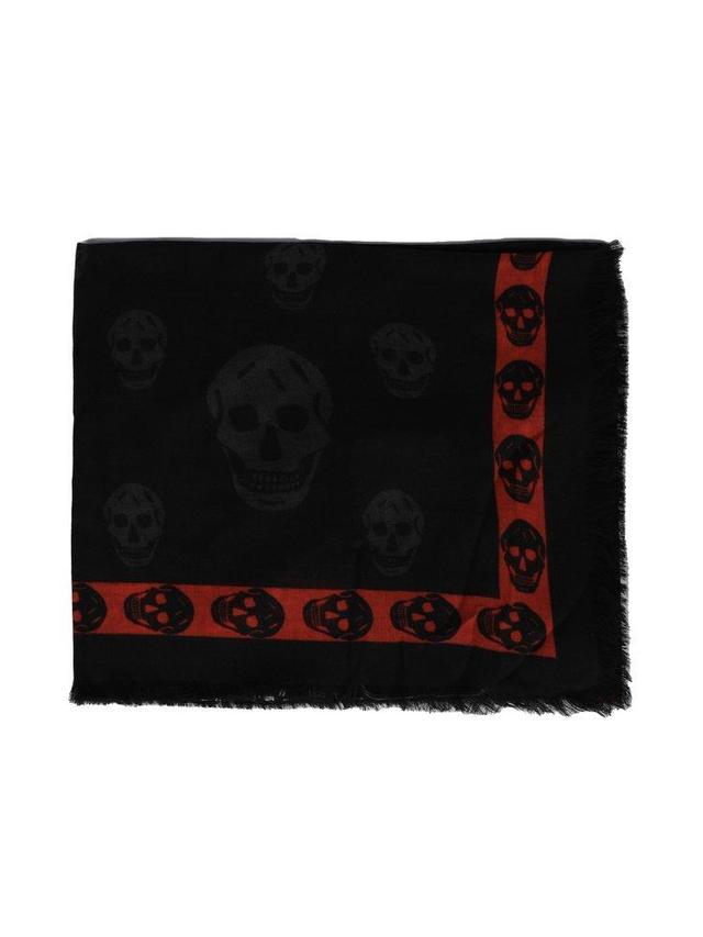 Skull Printed Frayed Edge Scarf In Multi Product Image