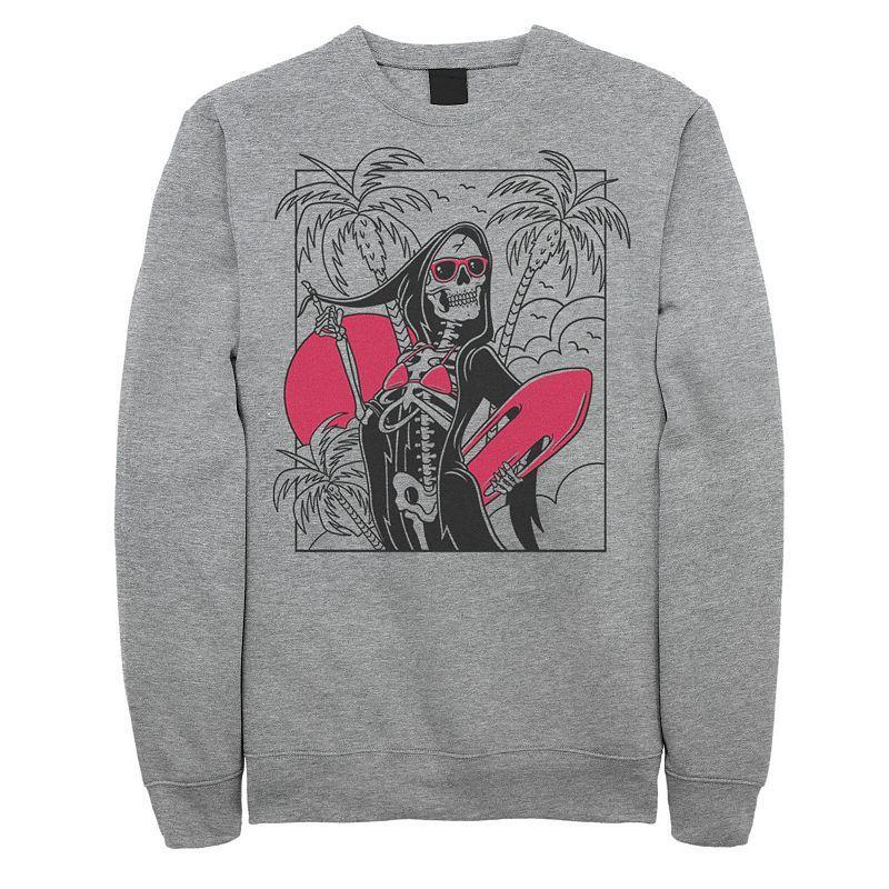 Mens Grim Reaper Surfs Up Portrait Fleece Athletic Grey Product Image