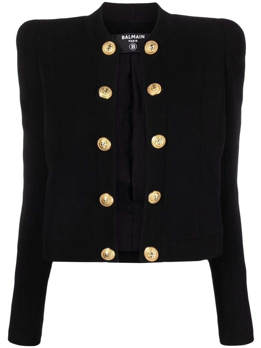 BALMAIN Buttoned Viscose Crepe Blazer In ブラック Product Image