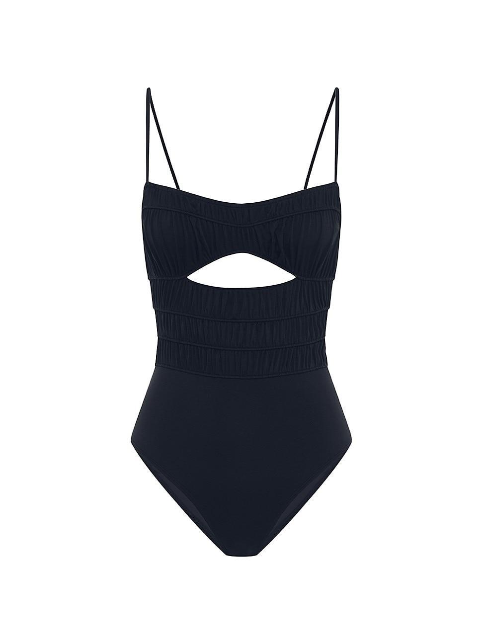 Womens Ruched Cut-Out One-Piece Swimsuit Product Image