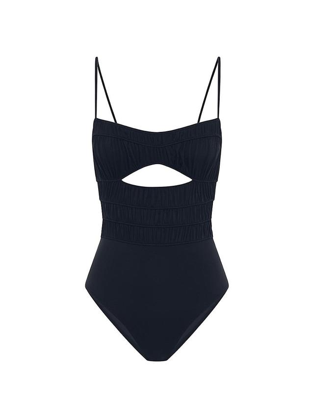 Womens Ruched Cut-Out One-Piece Swimsuit Product Image