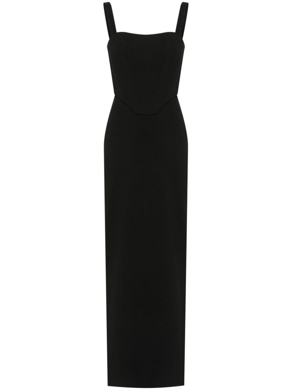 SOLACE LONDON Black Square Neck Sleeveless Maxi Dress In Nero Product Image