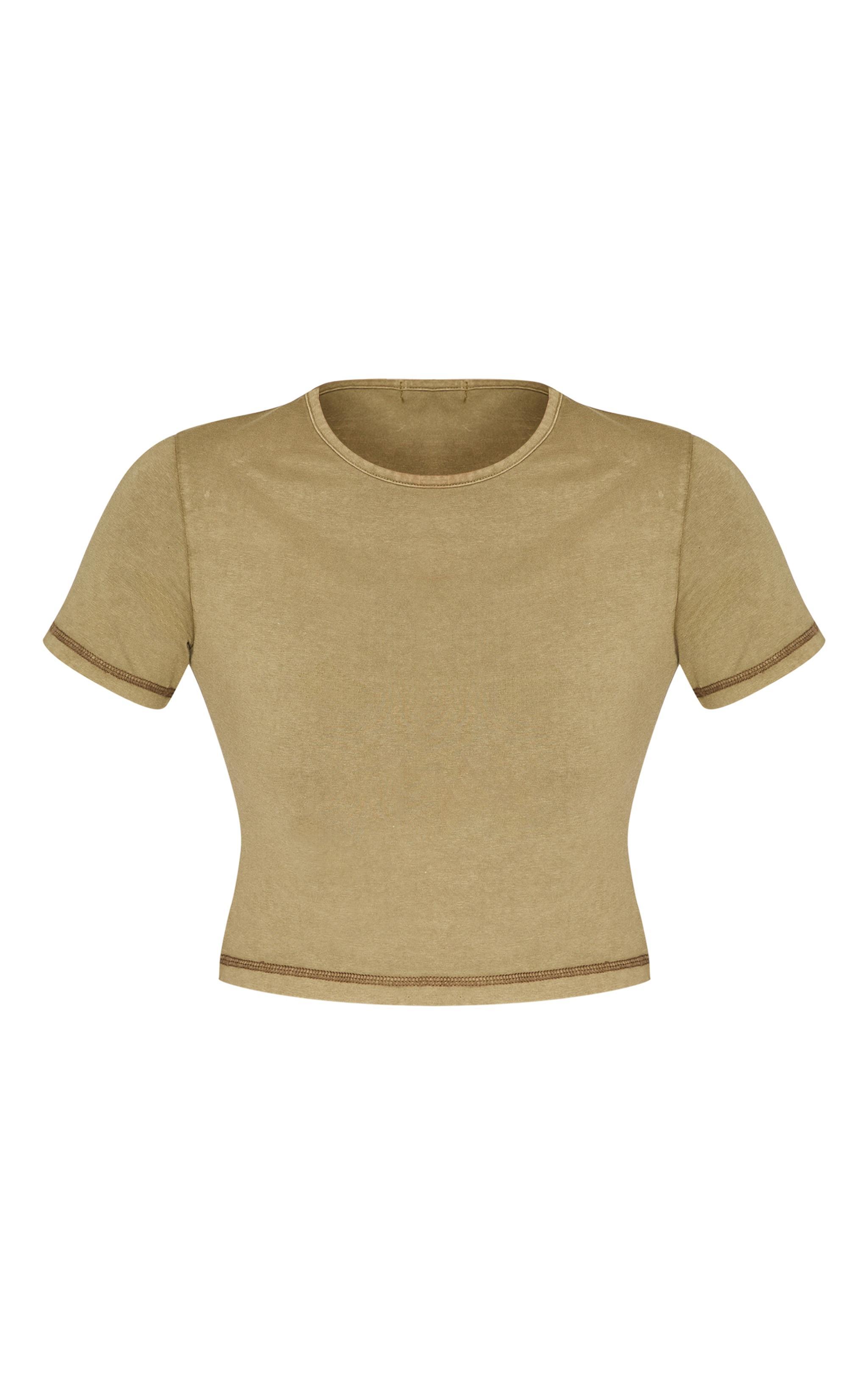 Olive Cotton Washed Crop Top Product Image