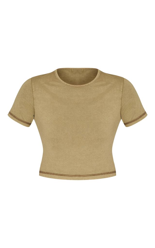 Olive Cotton Washed Crop Top Product Image