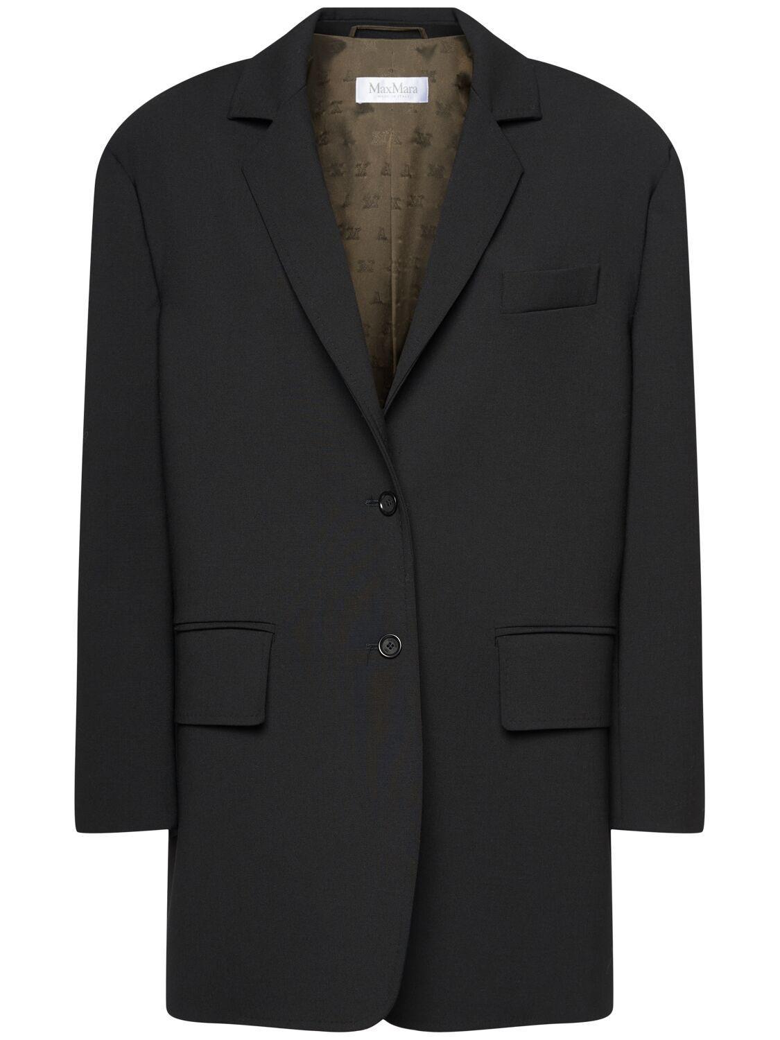 Suez Single Breast Wool Blend Blazer In Black Product Image