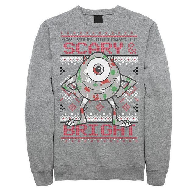 Disney / Pixars Monsters, Inc. Mike Mens May Your Holidays Be Scary Sweatshirt Athletic Grey Product Image