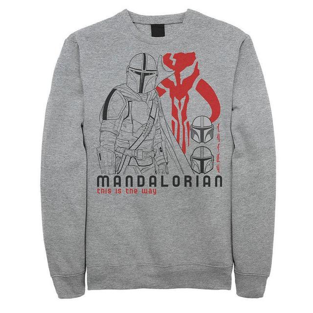 Mens Star Wars The Mandalorian This Is The Way Line Art Sweatshirt Athletic Grey Product Image