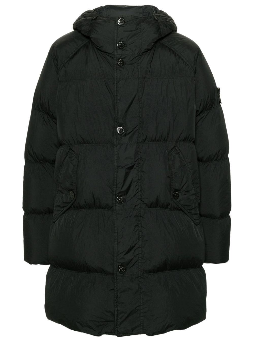 STONE ISLAND Compass-badge Hooded Padded Coat In Black Product Image