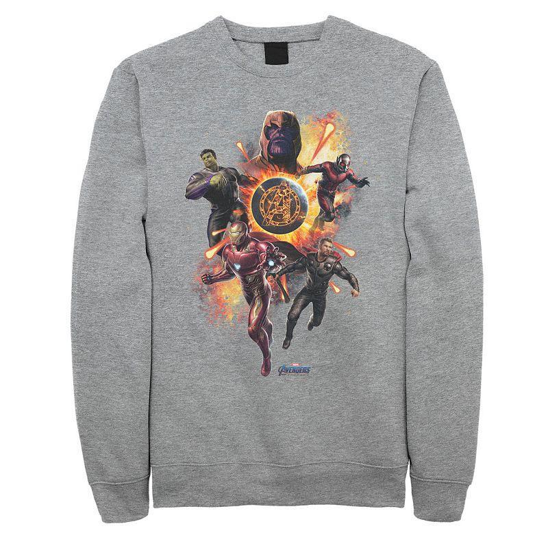 Mens Marvel Avengers Endgame Planet Explosion Group Fleece Top Athletic Grey Product Image