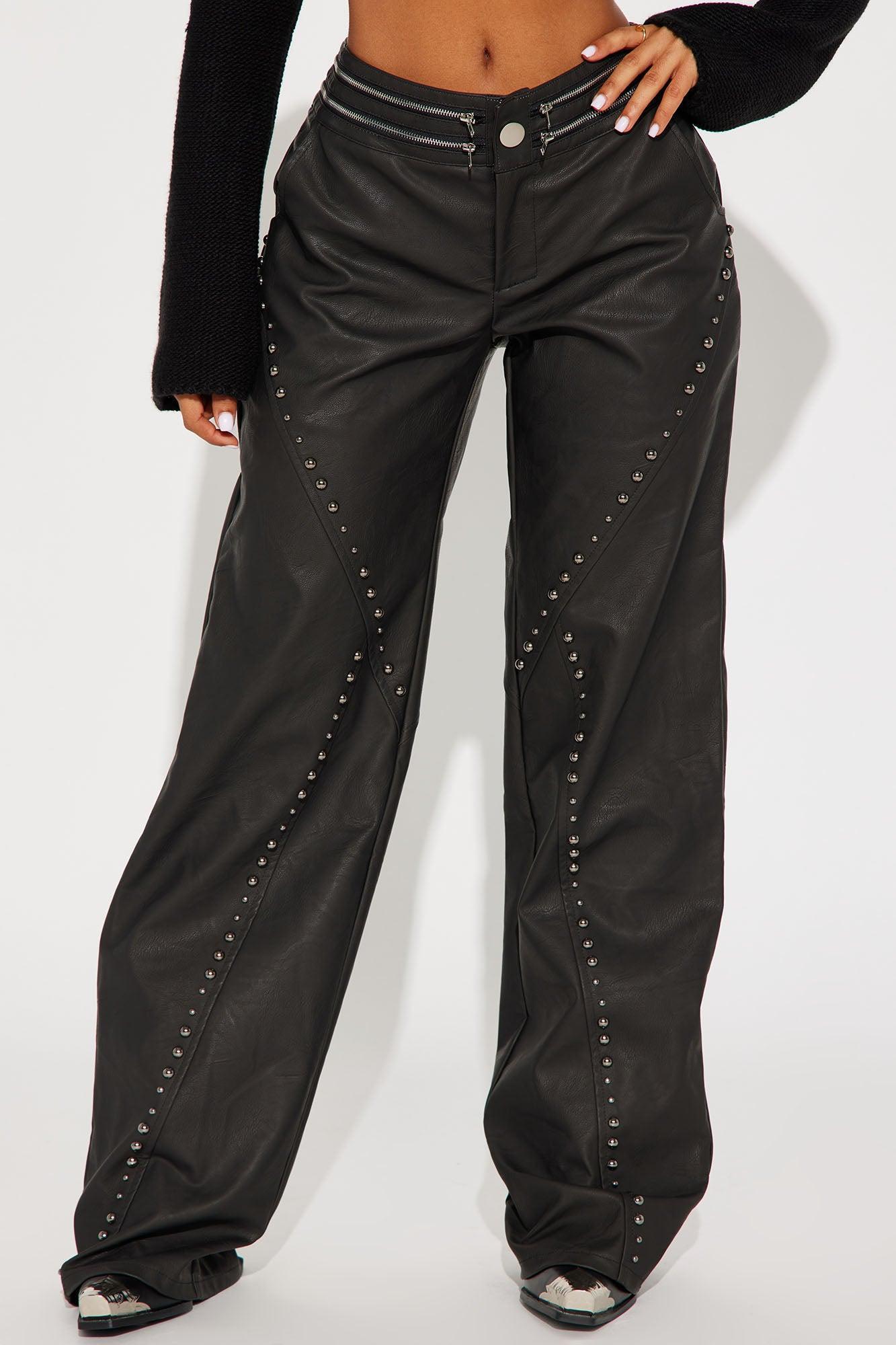 Stella High Rise Faux Leather Pant - Black Product Image