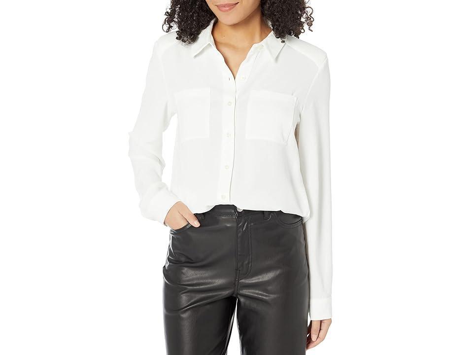 Calvin Klein Long Sleeve Button Front with Collar (Soft ) Women's Clothing Product Image