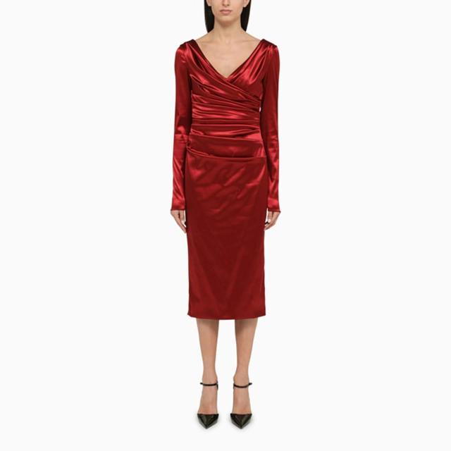 Draped Dress In Red Product Image