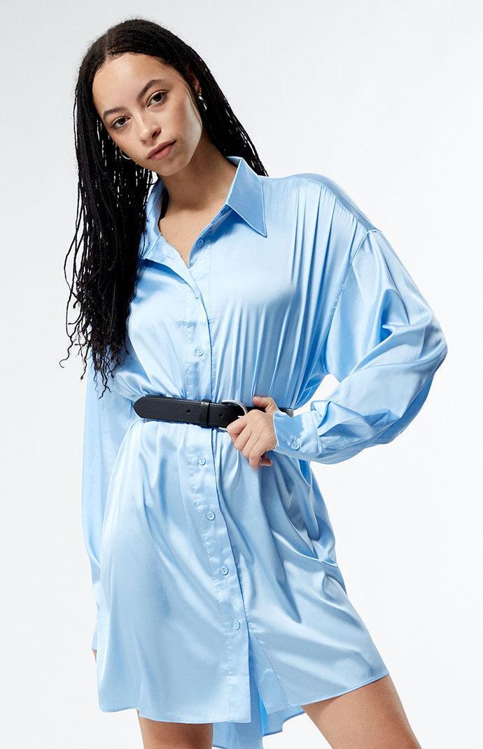 Glamorous Womens Satin Button Down Dress Product Image