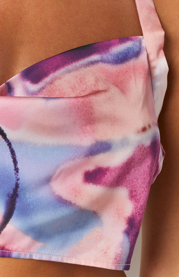 Mellony Pink Print Halter Top Product Image