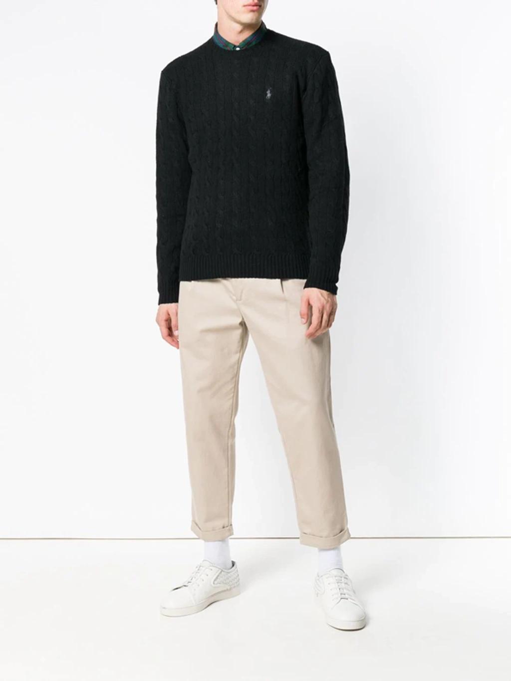 Logo-embroidered Cable-knit Cashmere Jumper In Polo Black Product Image