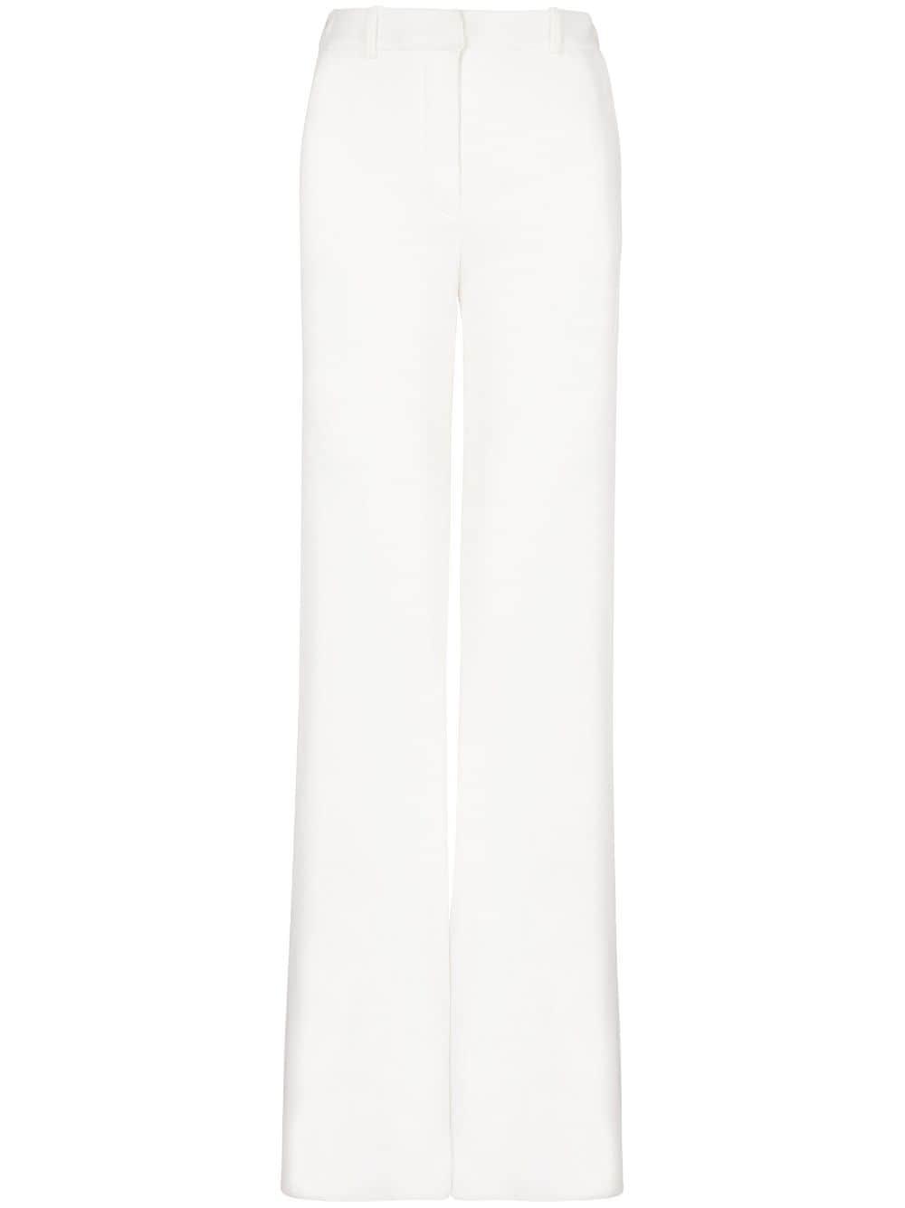 High-waisted Crepe Flare Pants In White Product Image