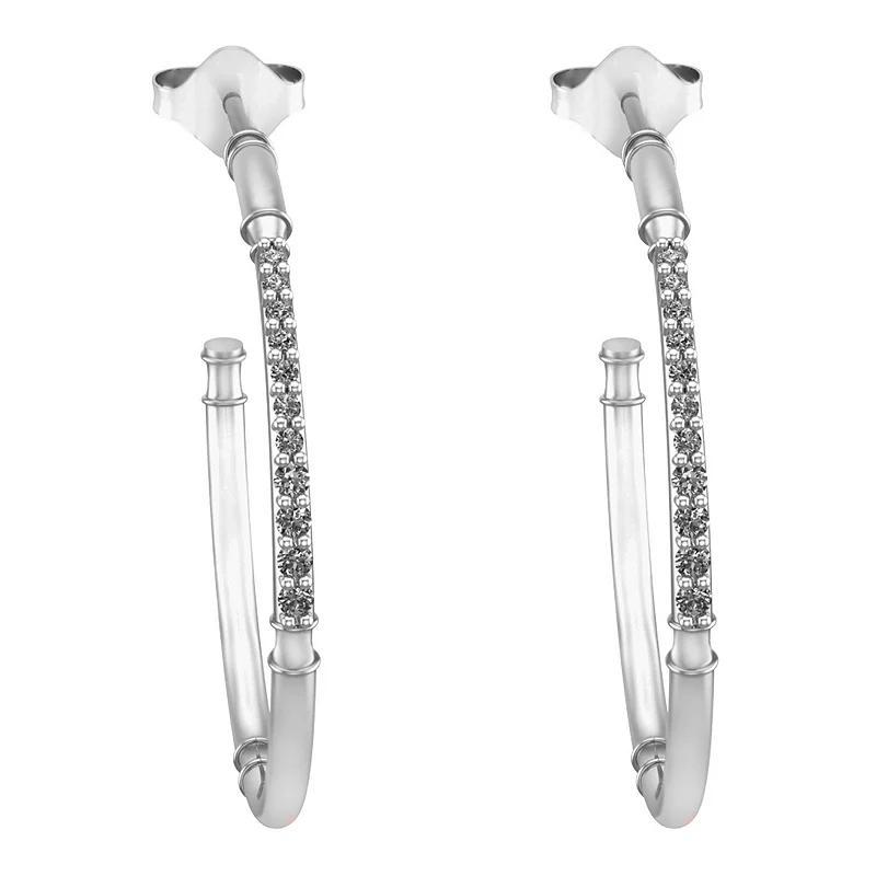 10k White Gold Diamond Hoop Earrings, Womens, 10k Gold Product Image