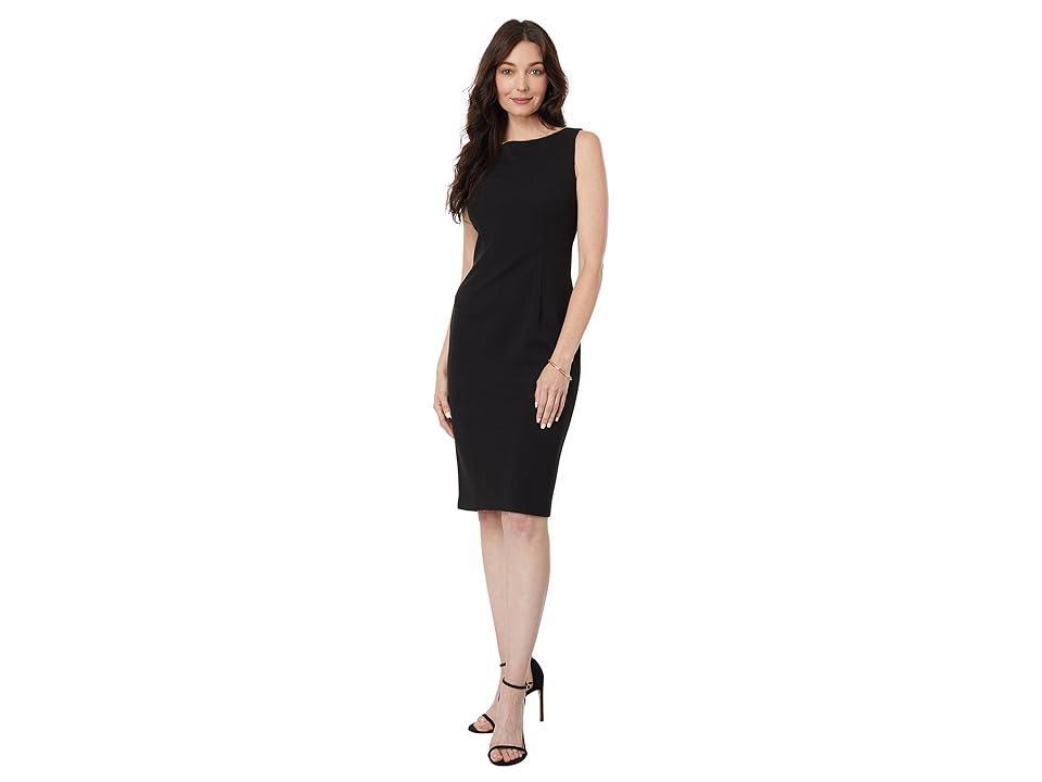 Calvin Klein Boatneck Short Sheath Dress with Zipper Detail Women's Dress Product Image