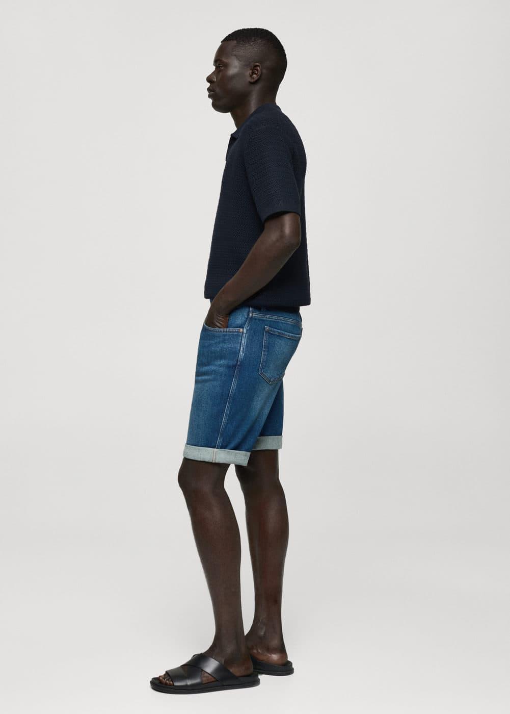 MANGO MAN - Slim-fit denim bermuda shorts dark blueMen Product Image