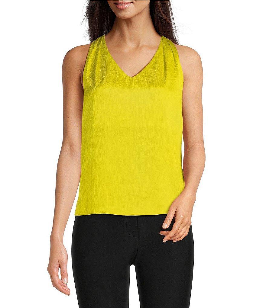 Donna Karan Hammered Satin V-Neck Sleeveless Top Product Image