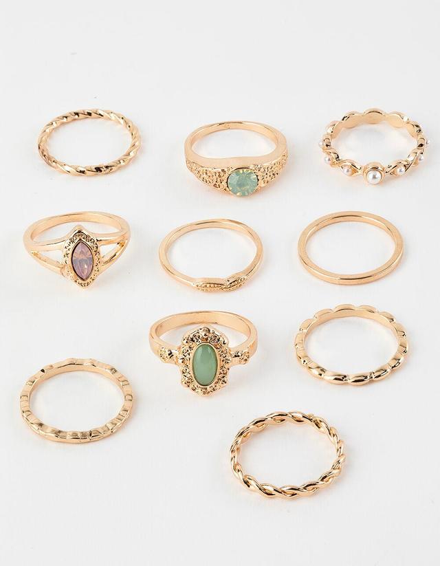 FULL TILT 10 Pack Dainty Stone Ring Set Product Image