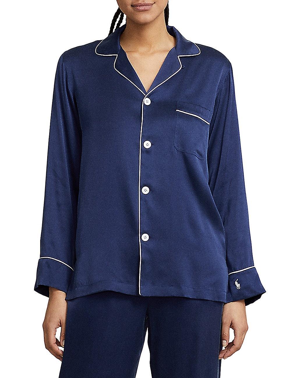 Womens Heritage Long Silk-Blend Pajama Set Product Image