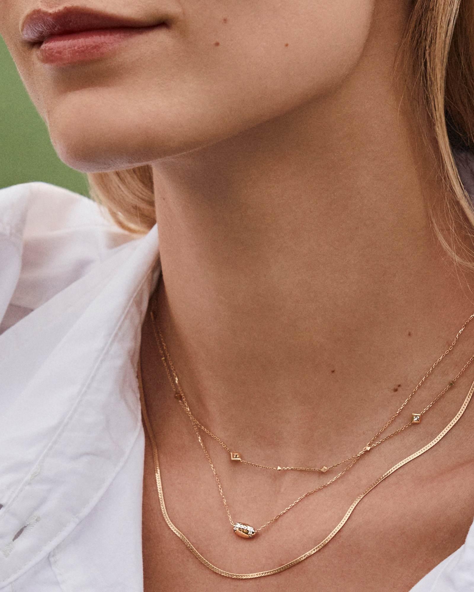 Thin Herringbone Chain Necklace in 14k Yellow Gold Product Image