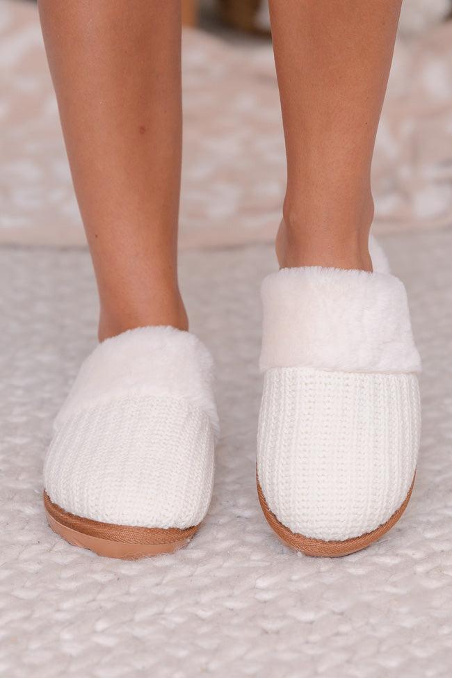 Emerson Cream Cable Knit Slippers FINAL SALE Product Image