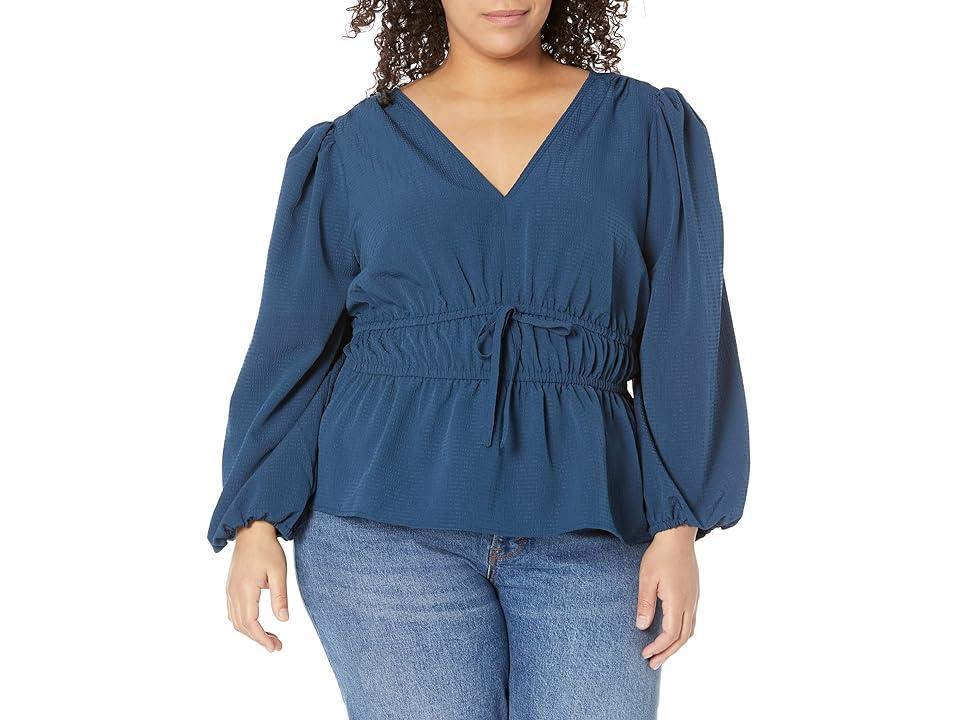 Madewell Plus Saffi Top - Small Seersucker (Craftsman Blue) Women's Blouse Product Image