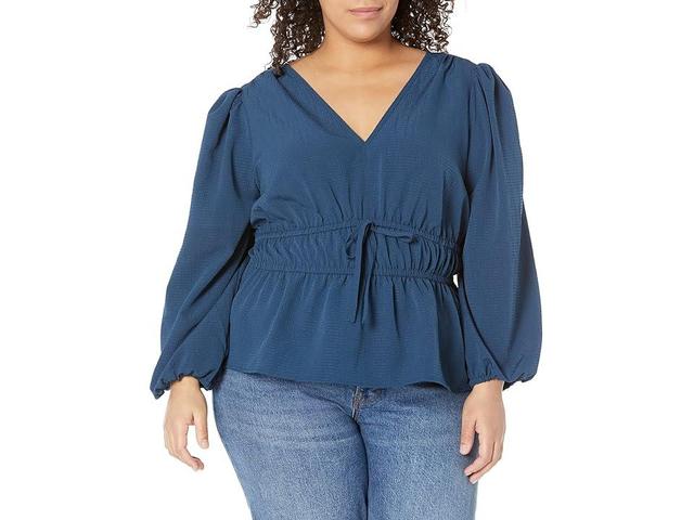 Madewell Plus Saffi Top - Small Seersucker (Craftsman Blue) Women's Blouse Product Image