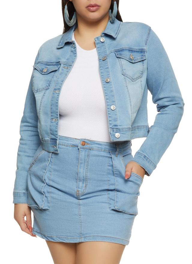 Womens Plus Size WAX Solid Denim Jacket Product Image