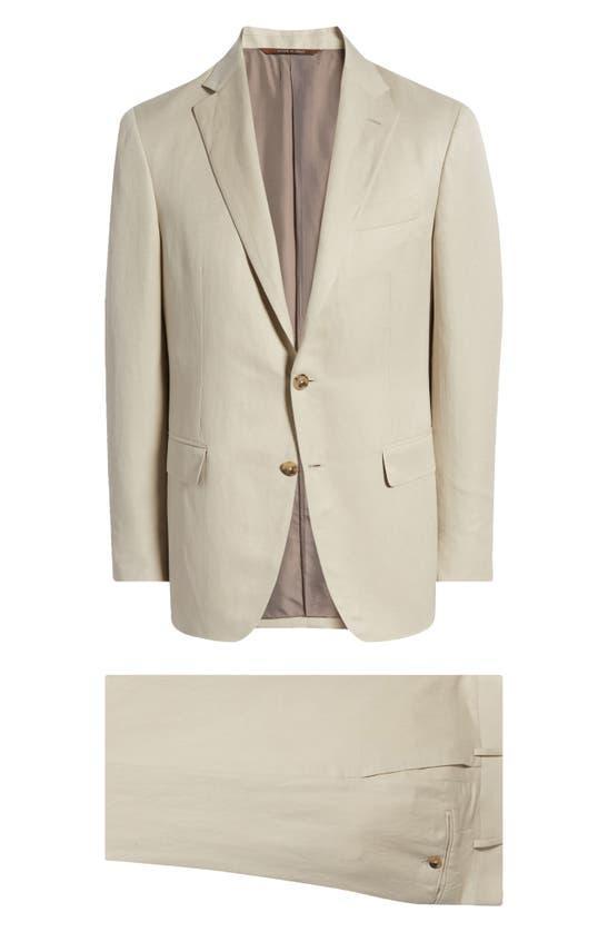 CANALI Kei Trim Fit Beige Linen & Silk Wool Suit In Light Beige product image