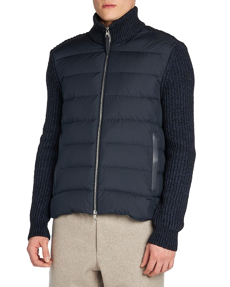 Moncler Grenoble Quilted Hooded Down & Jersey Cardigan Product Image