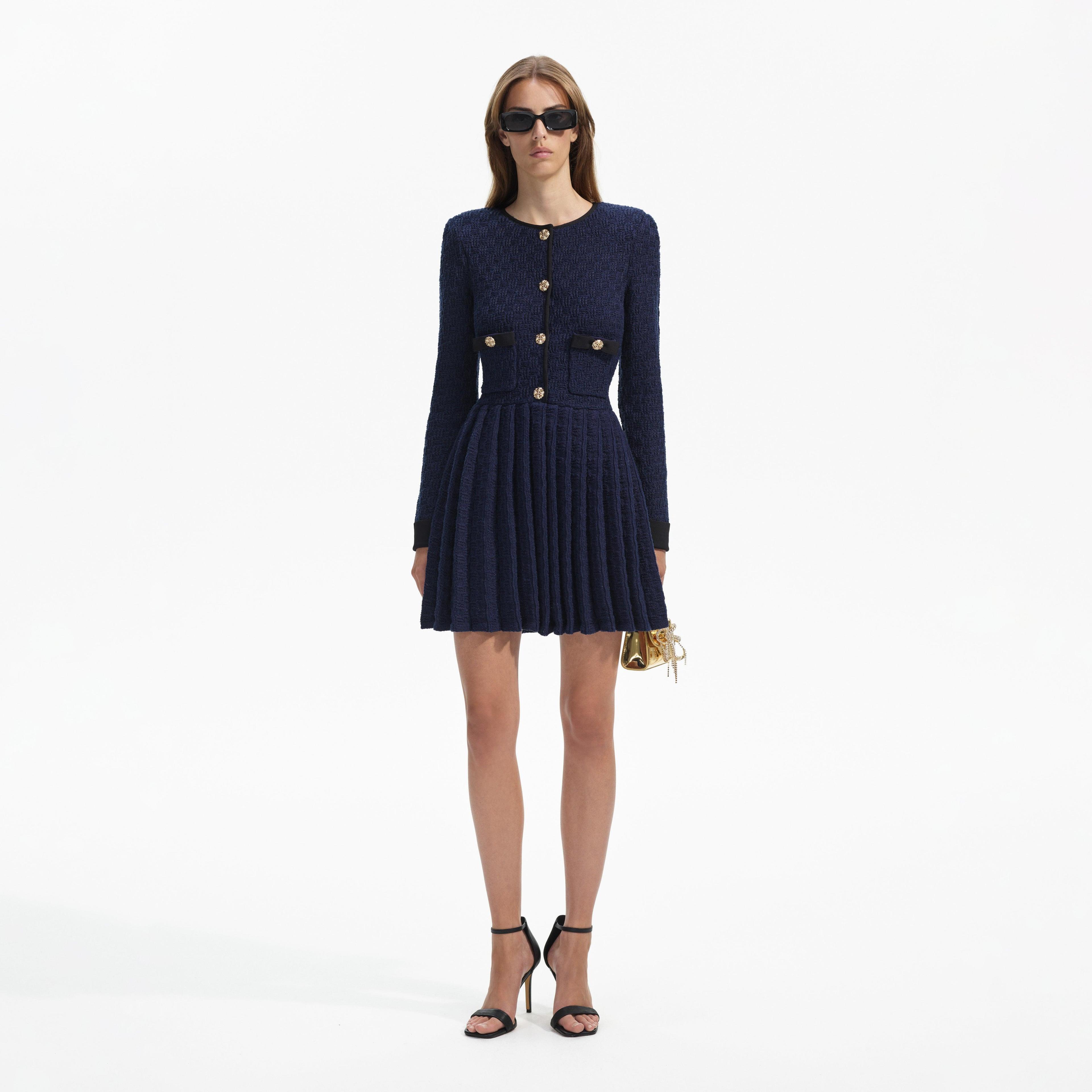 Navy Weave Knit Mini Dress product image