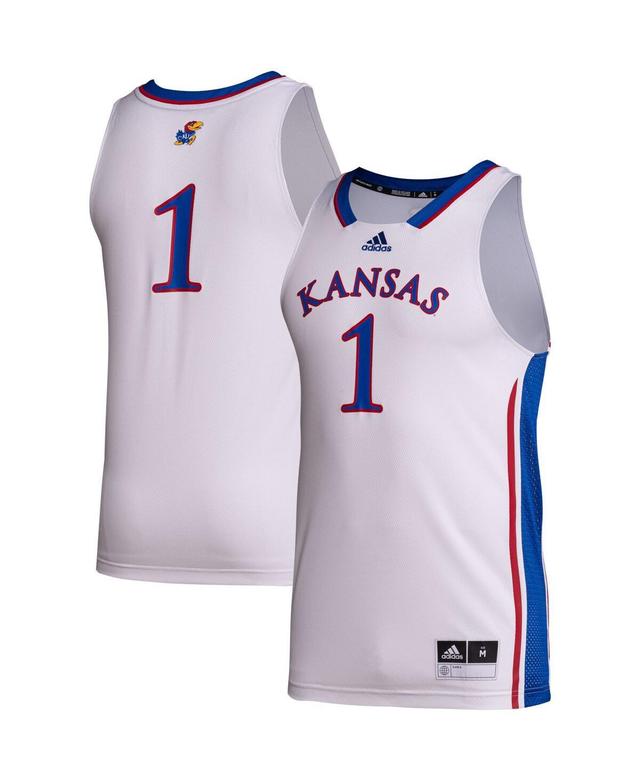 Adidas Mens #1 Kansas Jayhawks Team Swingman Jersey - White Product Image