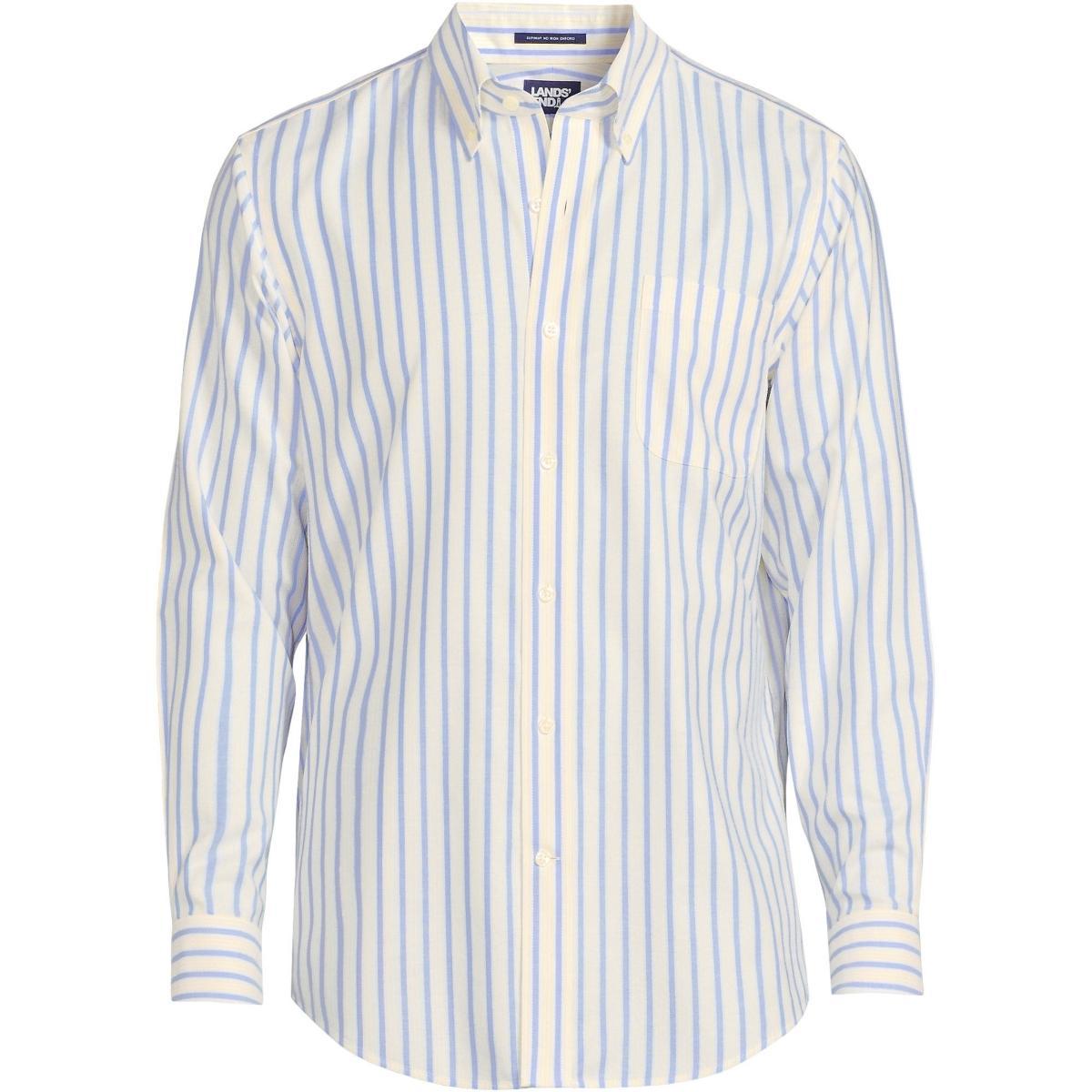 Lands End Mens Pattern No Iron Supima Oxford Dress Shirt Product Image