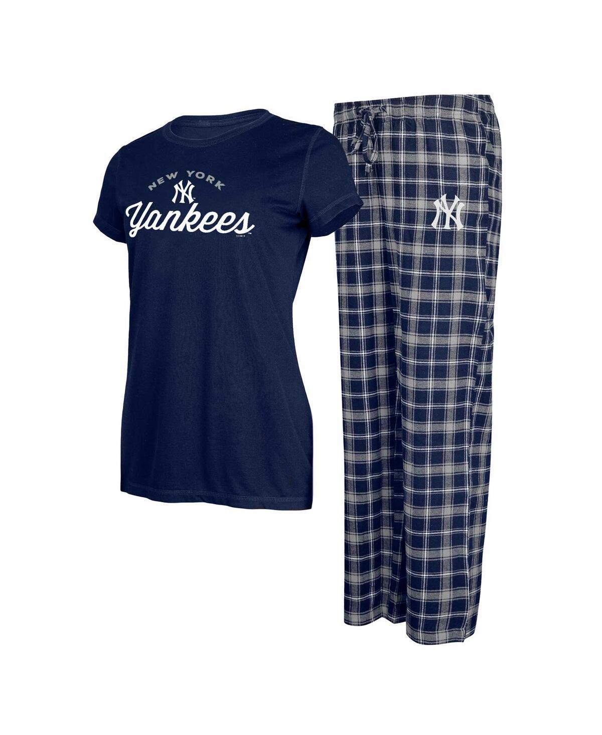 Womens Concepts Sport /Gray New York Yankees Arctic T-Shirt & Flannel Pants Sleep Set Blue Product Image