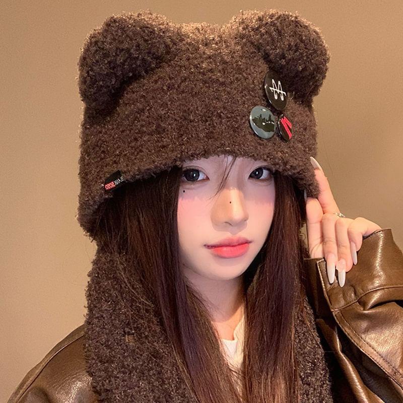 Plain Bear Ear Hooded Scarf Product Image