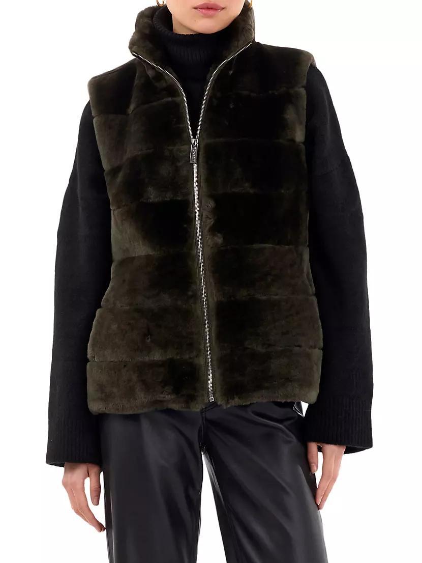 Shearling Lamb Zip Vest with Quilted Back Product Image