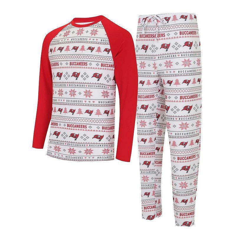 Mens Concepts Sport /Red Tampa Bay Buccaneers TinselRaglan Long Sleeve T-Shirt & Pants Sleep Set Product Image