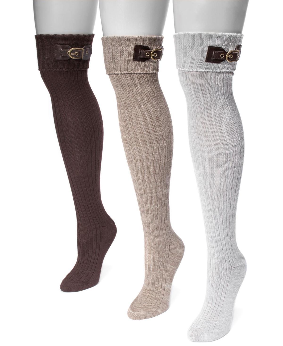 Womens MUK LUKS 3-pk. Buckle Cuff Over-the-Knee Socks Product Image