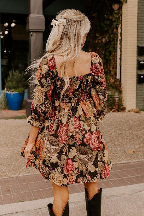 Mulled Wine Floral Knit Mini Dress Product Image