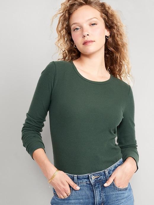 Plush Long-Sleeve Crew-Neck T-Shirt Product Image