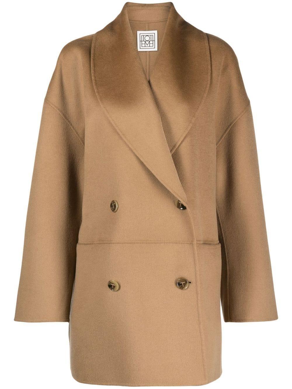 Double-breasted Wool Jacket Camel In Brown Product Image