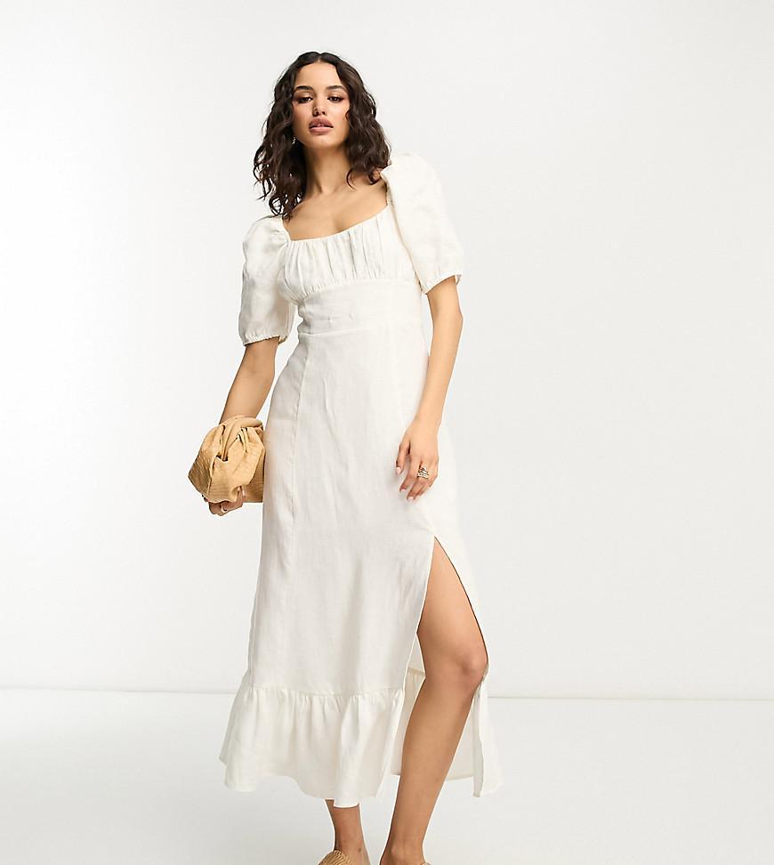 & Other Stories exclusive linen midi dress with split in off white Product Image