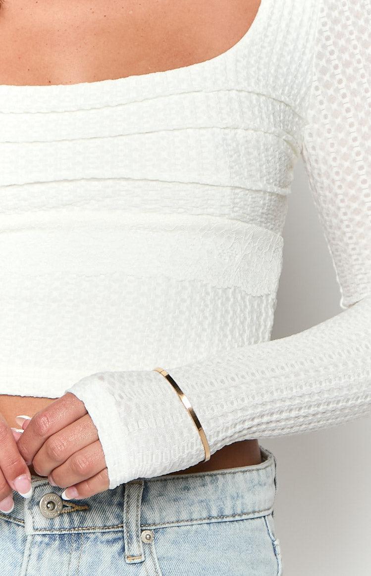 Vida White Long Sleeve Top Product Image