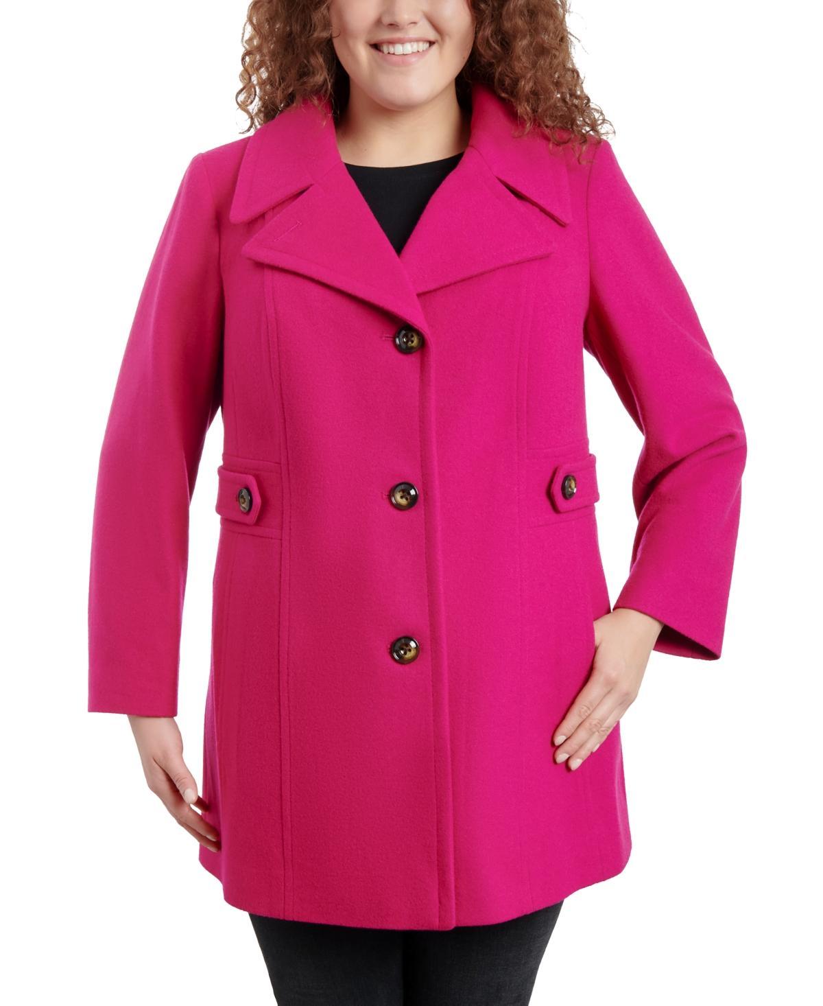 Anne Klein Plus Size Single-Breasted Peacoat, Created for Macys Product Image